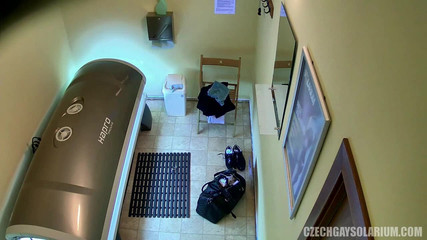 Czech Gay Solarium 22 Ripped Stud Strips Down for the Cam