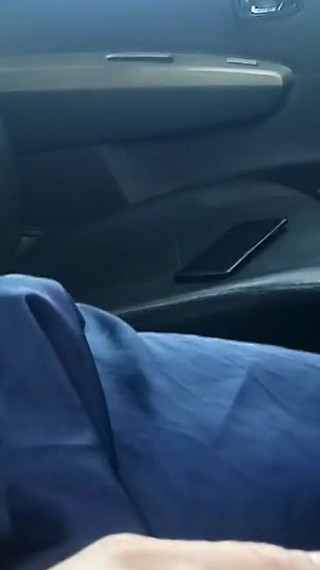 Asian Crossdresser Cum Wearing Blue Satin Gown in Car