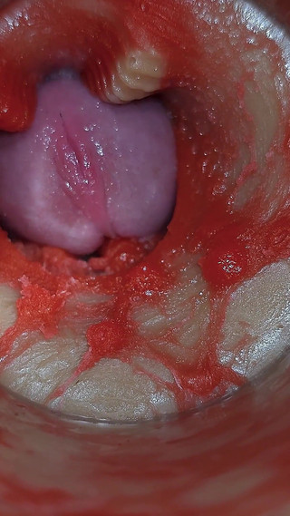 Camera Inside Deep Pussy Captures Very Huge Ejaculation of Sperm Asmr