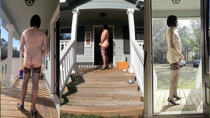 Having a Wank in the Early Morning Sun in High Heels and My Ex Wifes Stockings