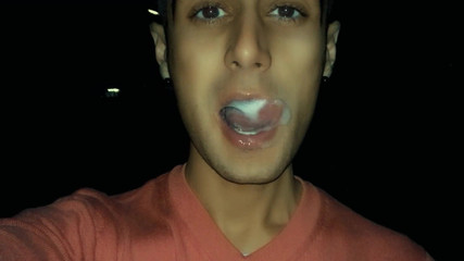 Chewing and Making Bubbles Foam of Friends Cum