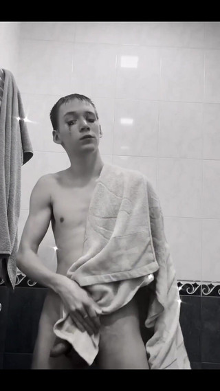 Young Boy Masturbating While Bathing