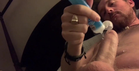 Blowing a hot load all over my stomach