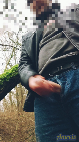Masturbation in the Forest in Late Autumn. a Walk with a Happy Ending.
