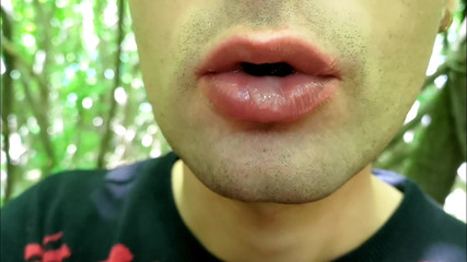 Close up Playing with Cum on Lips - Blowing Cum Bubbles and Swallowing All That Cum