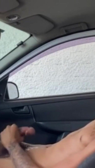 Skinny Jerking off and Cumming Inside the Car