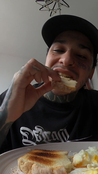 Giant Lets Himself Be Watched by a Tiny Human as He Comes to Be Devoured Later.