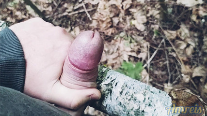 Contact with Nature Ended with a Wank Between the Trees and a Juicy Orgasm.
