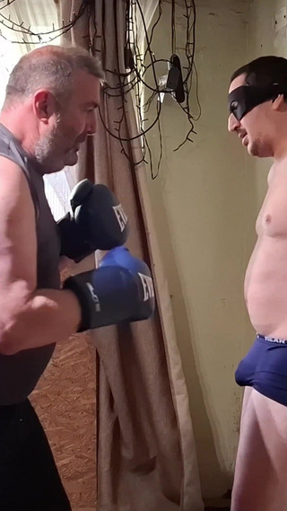 Silver Stepdaddy Boxer Testing His Strength on the Jobber