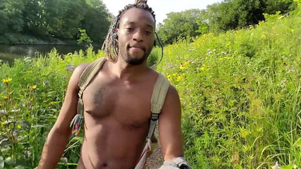 Kennie Jai Walks in the Park by the River Cumpletely Naked!