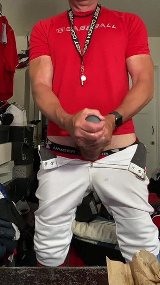 Jockdad87 Edges in Baseball Gear with His Pocket Pussy