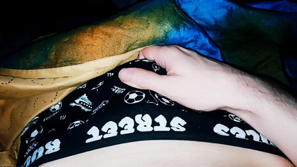 Guy Shows Cock Head at Night