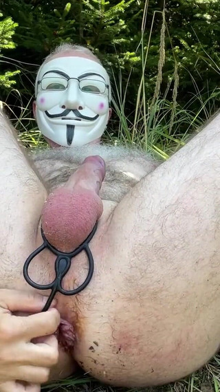 Outdoor Anal Play Wiht Toy and Dildo