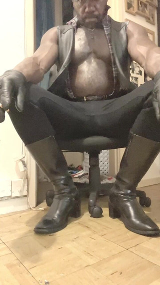 Leather & Denim Fetish Based Smoking Black Muscle