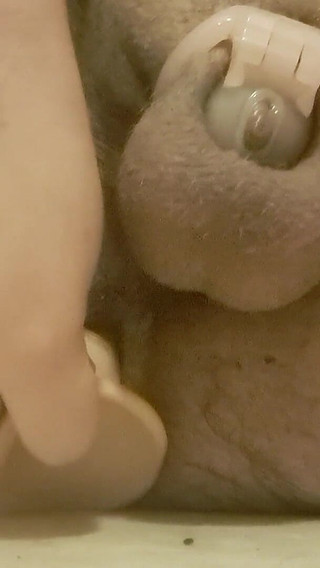 Chubby Sissy Cumming in Chastity