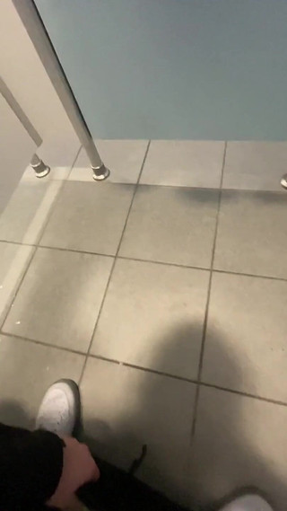 First Cum in the Public Toilet