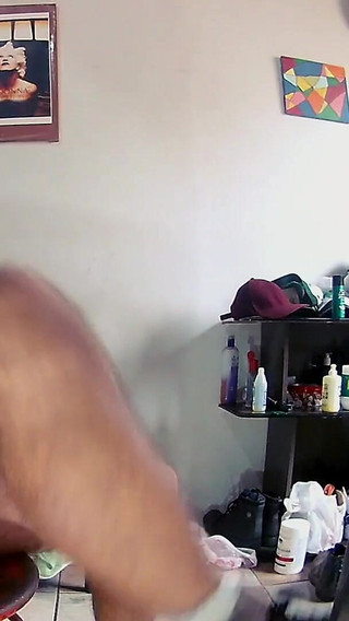 Hairy Guy Smoking in Jockstrap