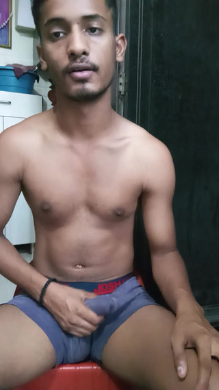 Indian Young Man Massaging Big on Webcam