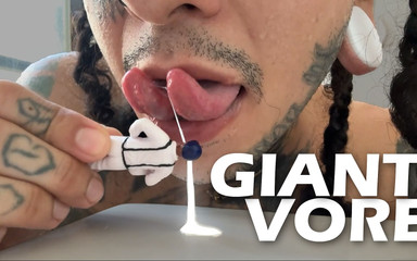 Giant Plays with Tiny Human, Lets Him Smell It and Devours Him After Spilling His Milk on His Face.