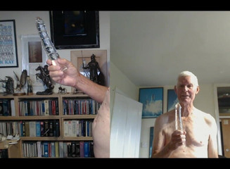 Playing with 9 Inch Glass Cock -close-up View