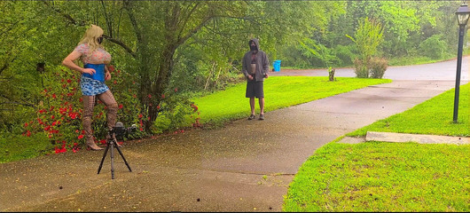 Giant Fake Tits Crossdresser Behind the Scenes Photoshoot Gettting Caught