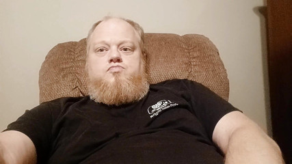 Stroking my Big Cock, freshly shaved Beard