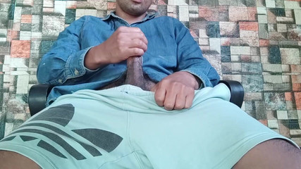 Jerking off in Tight Shorts - 2 Camera Angles, Real Moans, Explosive Ending