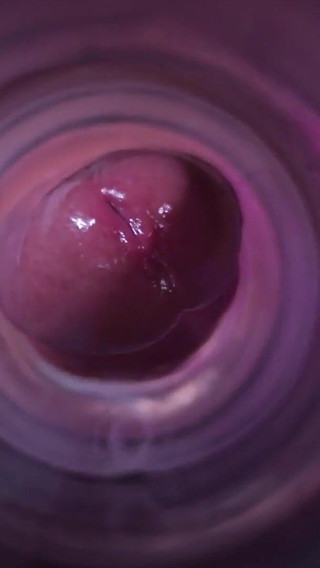 Closeup view from inside my fake pussy while I fuck it slow and passionate until I shoot a big load