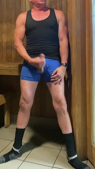 Another Sauna Cumshot From Dilf Jockdad87