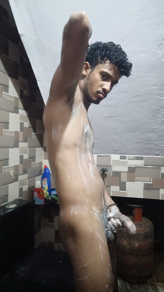 Indian Desi Horny Boy Striptease Underwear Full Nude Big Dick Masterbation and Big Ass Hole in Bathroom Shower