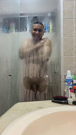 Colombian Guy Taking a Shower