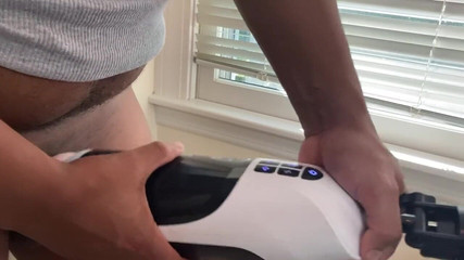 Automasturbator Milks Out Big Load From Black Dick in Cock Ring and Jock