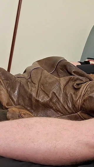 Chav Boy in Leather Bomber Jacket and Scally Gear Get Fucked Leather Bear