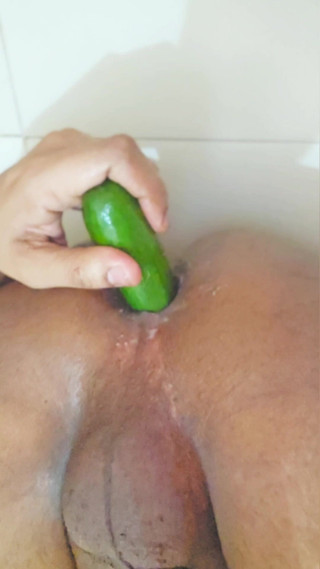 Enjoyed New Sexy Underwear and Then Fucked Myself with Huge Veggies