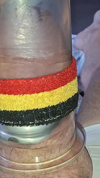 Pumping Freak Pumps up His Silicone Cock