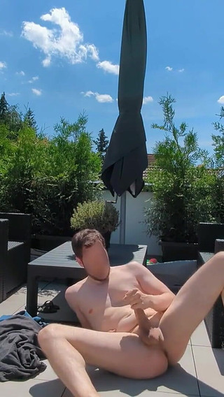 Guy Takes Self Facial Nude Outdoor Solo and Eats Own Cum